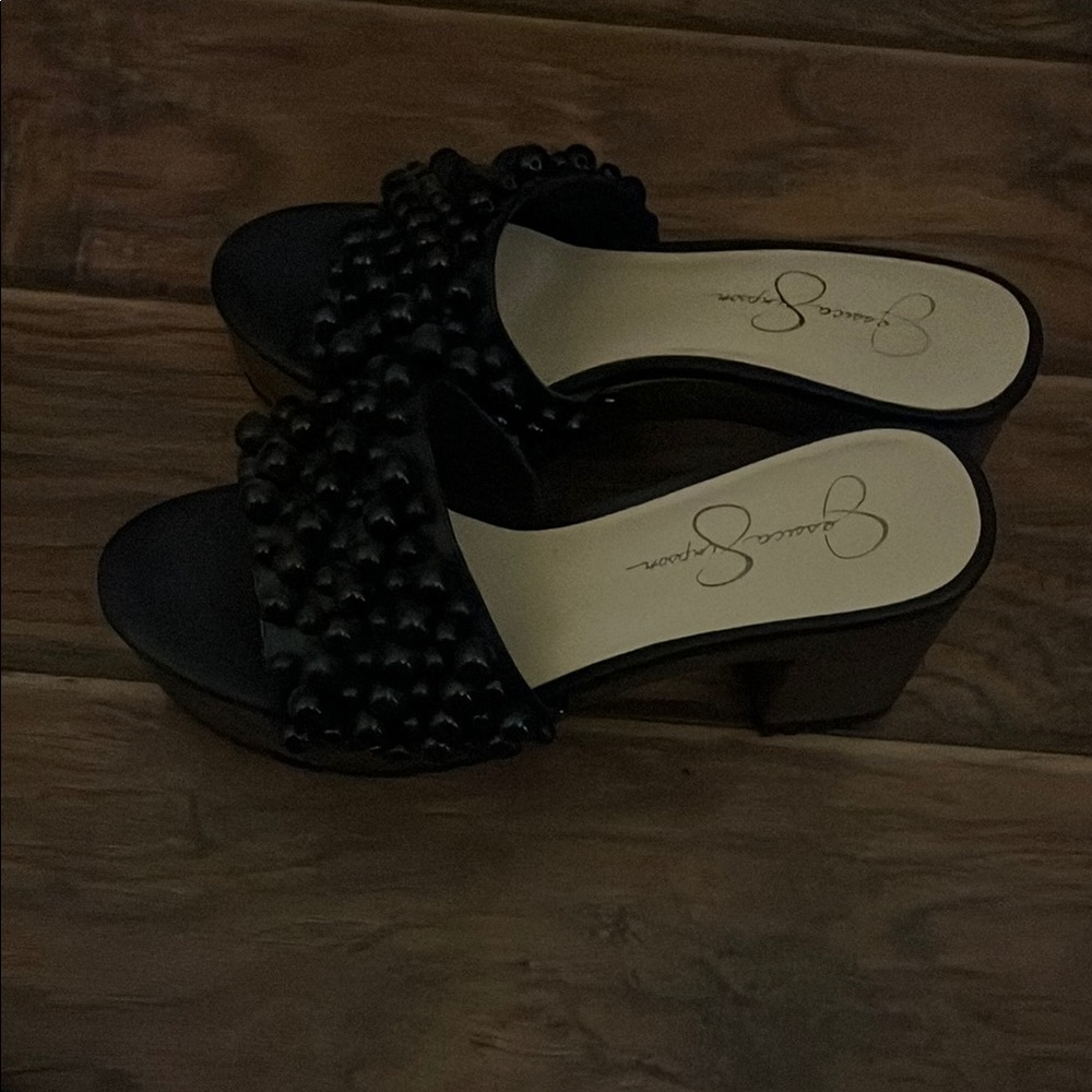 Black Woven Mules with Open Toe